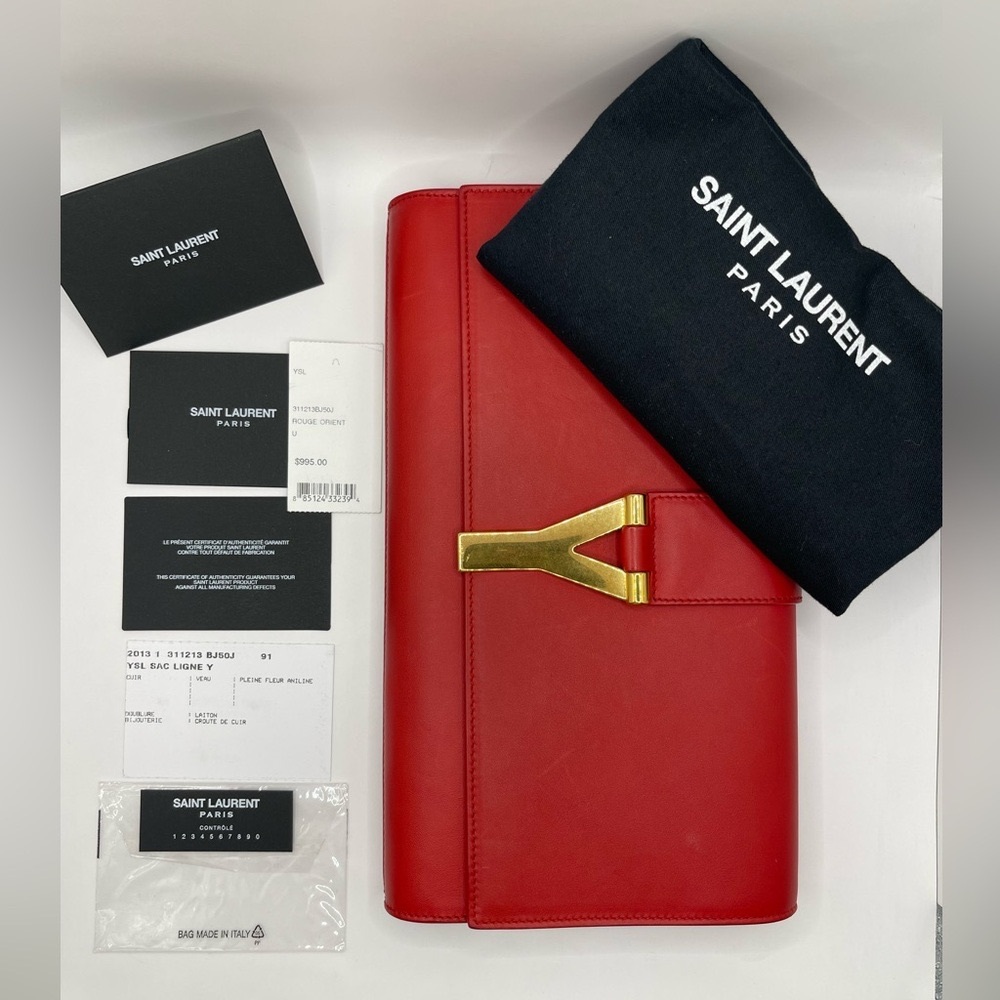 Saint Laurent YSL Red Clutch - Preowned, Excellent Condition